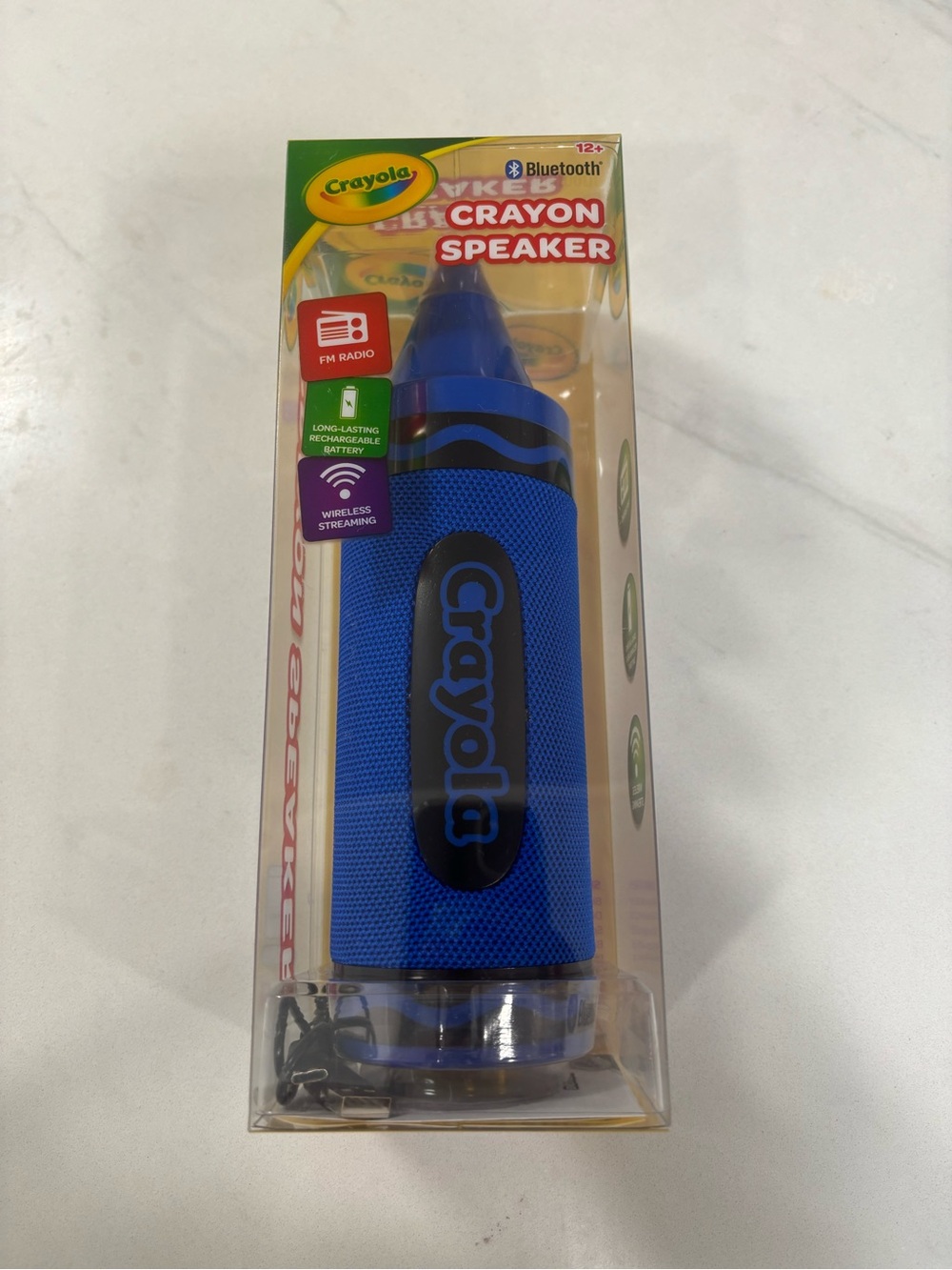 Crayola Crayon Bluetooth Speaker Blue Wireless FM Radio NIB Portable